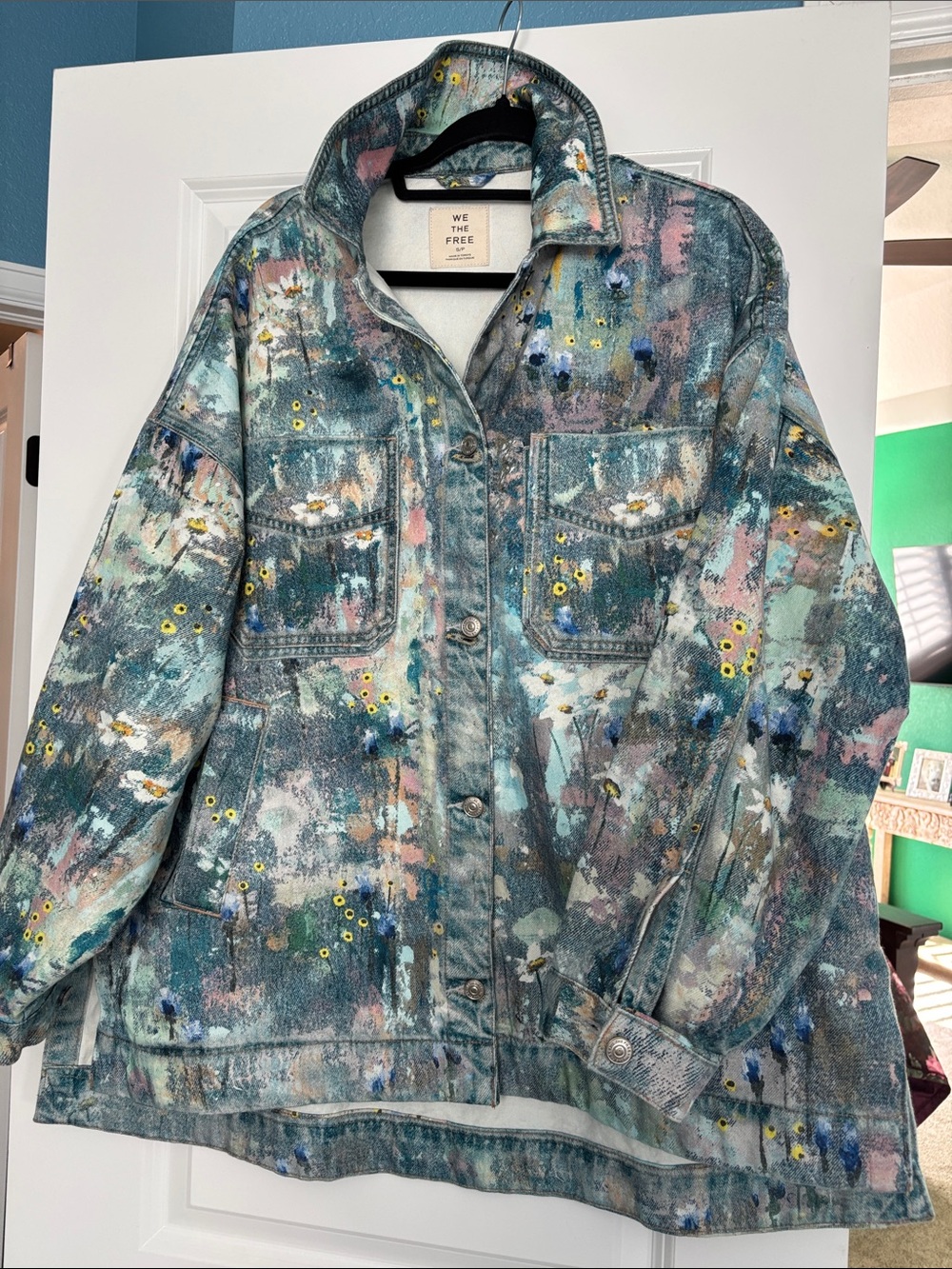We The Free Painterly Floral Denim Jacket - Multicolor
